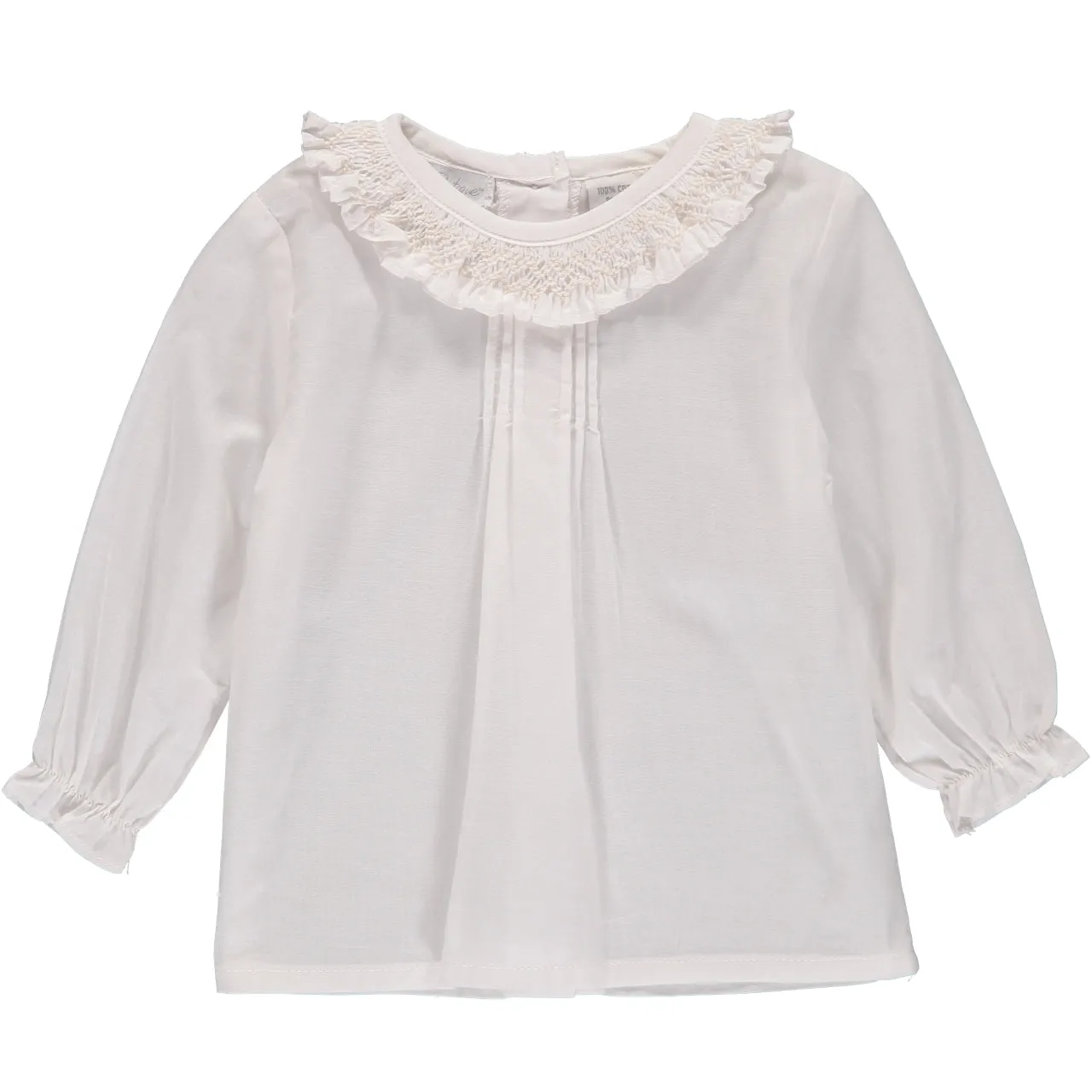 40105-Carriage Boutique White Long Sleeve Baby Girl Blouse