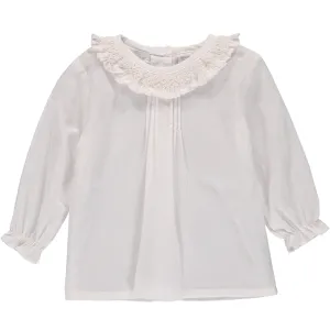 40105-Carriage Boutique White Long Sleeve Baby Girl Blouse