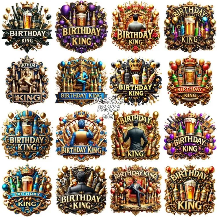 50 Men BIRTHDAY KING Designs Bundle PNG
