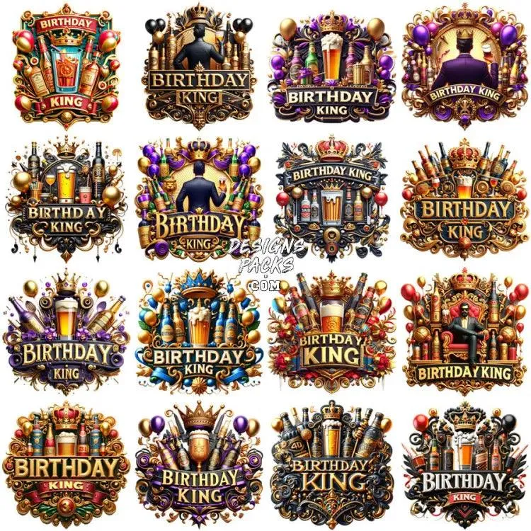 50 Men BIRTHDAY KING Designs Bundle PNG