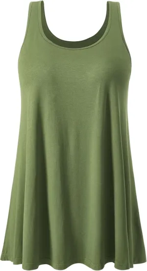 Air Curvey Tank Tops for Women Build in Bra Casual Flowy Tank Pleated Loose Fit S-XXXXL