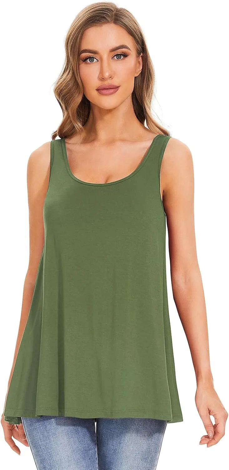 Air Curvey Tank Tops for Women Build in Bra Casual Flowy Tank Pleated Loose Fit S-XXXXL