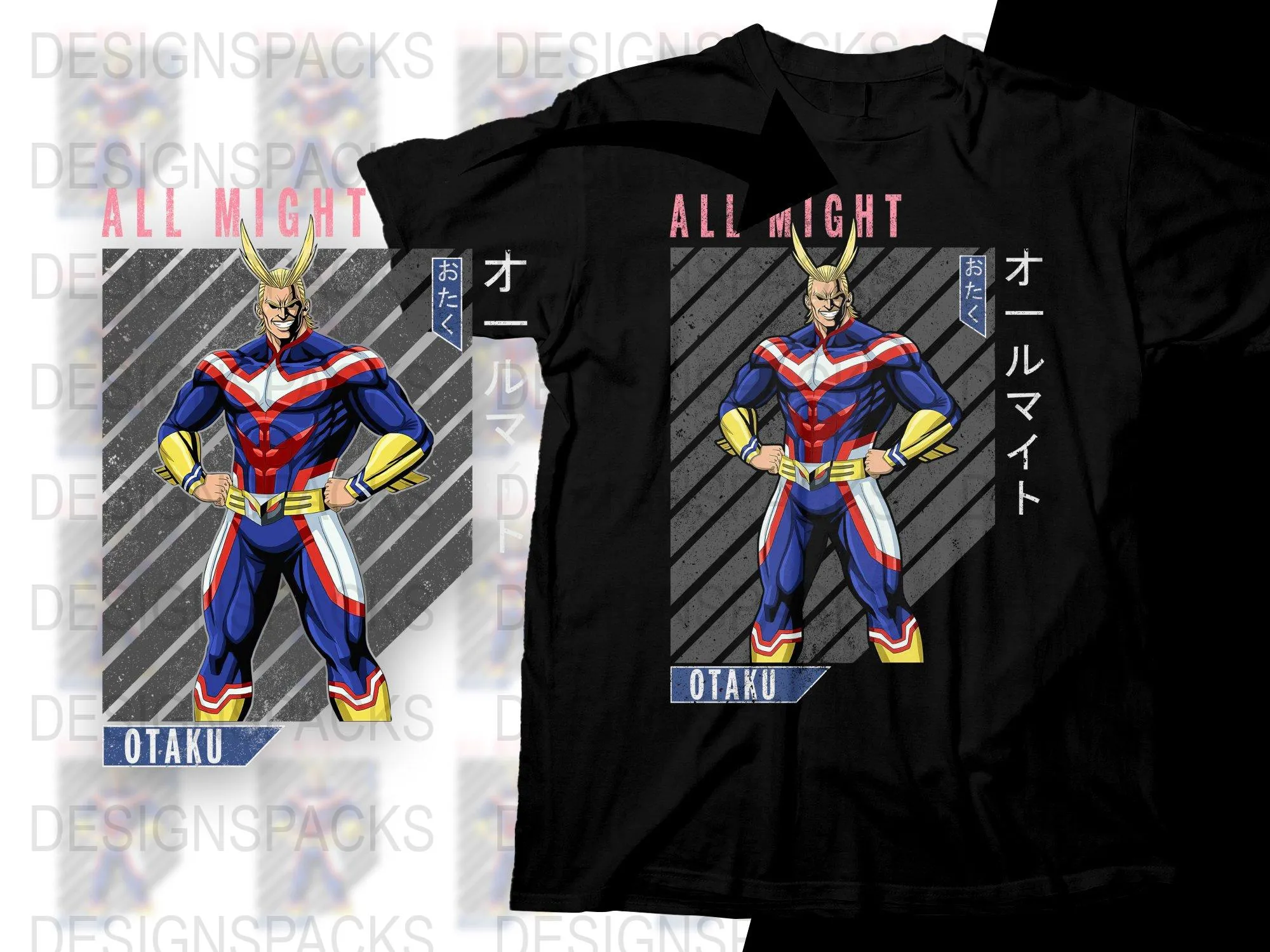 All Might Japan Exclusive Otaku Graphic Png Digital Download