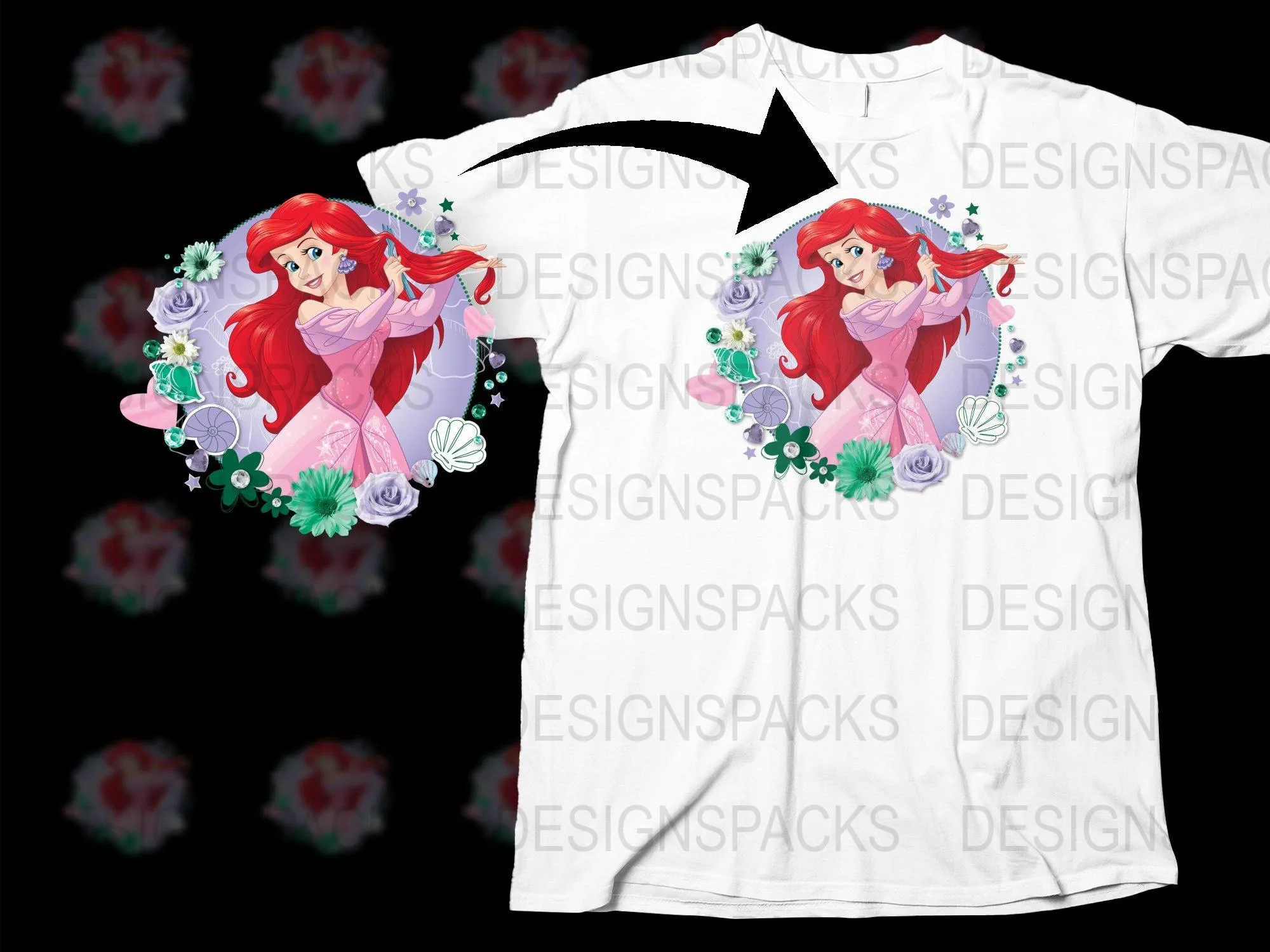 Ariel Little Mermaid Graphic Design Png Digital Download