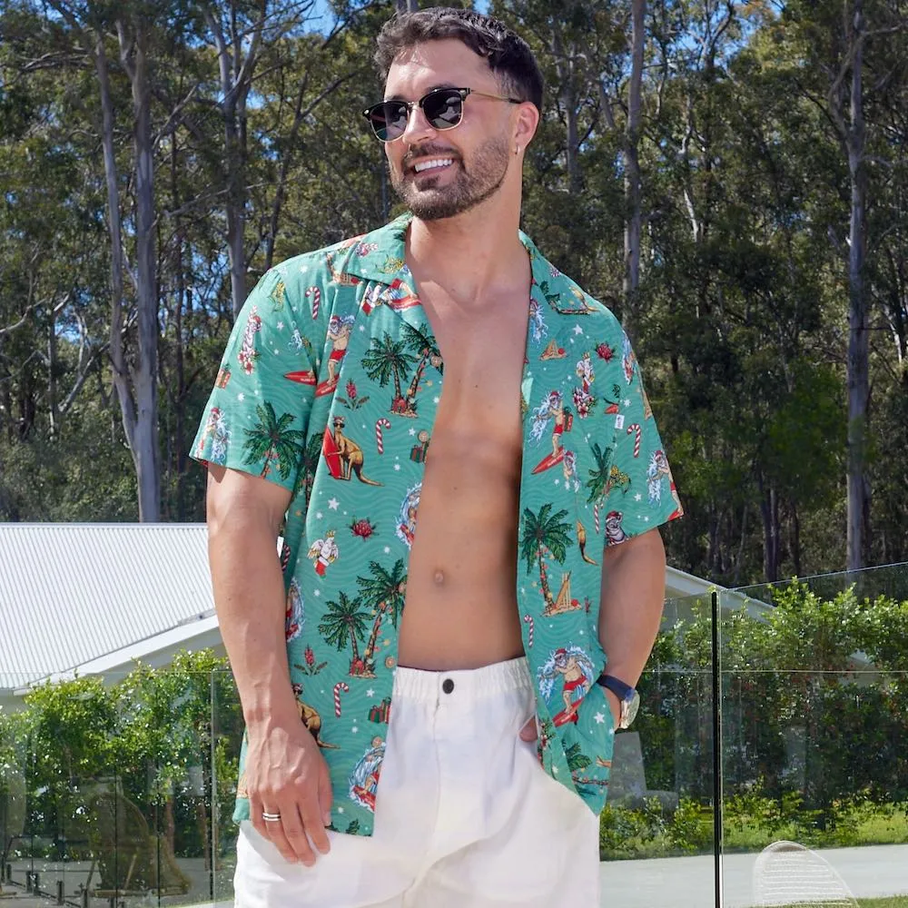 Aussie Christmas Green - Mens Festive Shirt