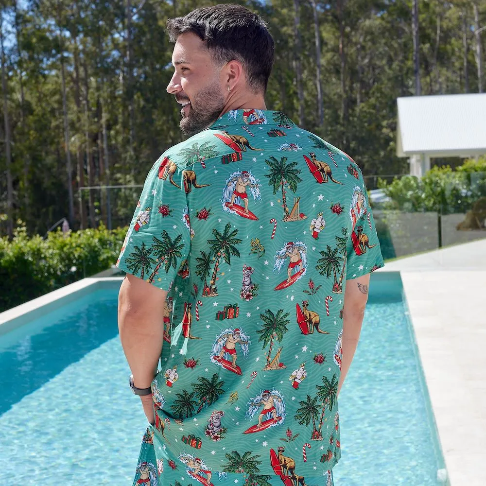 Aussie Christmas Green - Mens Festive Shirt