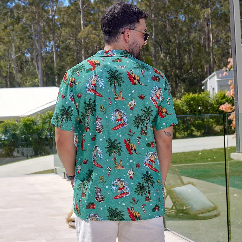 Aussie Christmas Green - Mens Festive Shirt