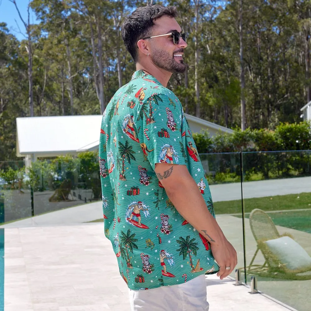 Aussie Christmas Green - Mens Festive Shirt