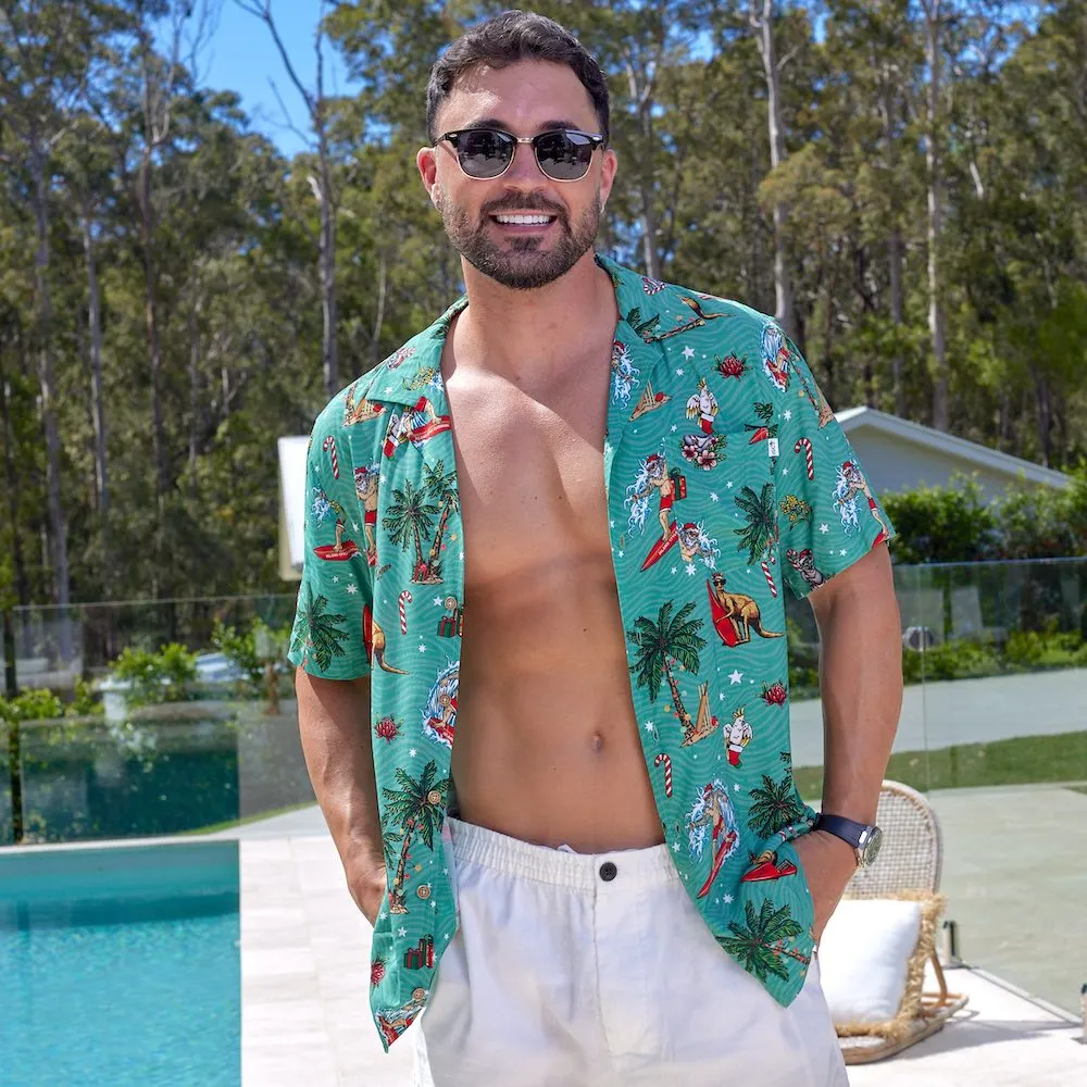Aussie Christmas Green - Mens Festive Shirt
