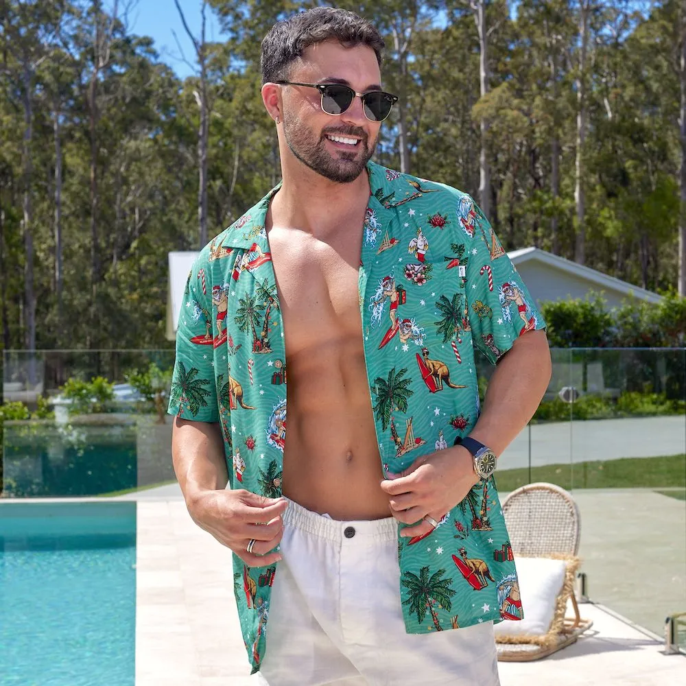 Aussie Christmas Green - Mens Festive Shirt
