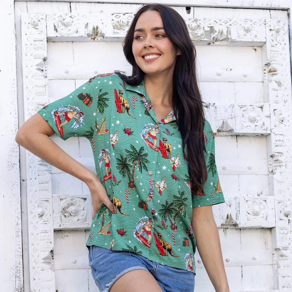 Aussie Christmas Green - Womens Festive Shirt