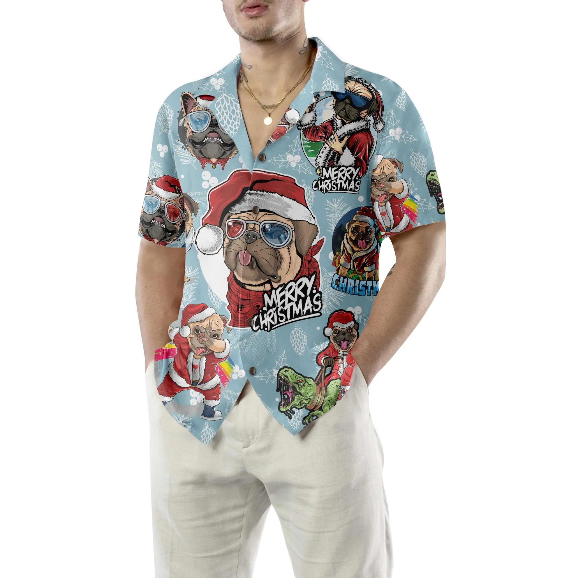 Awesome Xmas Pug Party Christmas Pug Hawaiian Shirt, Funny Christmas Gift For Pug Lover