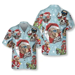 Awesome Xmas Pug Party Christmas Pug Hawaiian Shirt, Funny Christmas Gift For Pug Lover