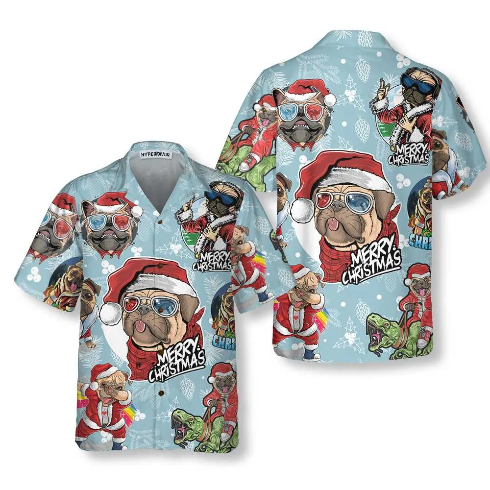 Awesome Xmas Pug Party Christmas Pug Hawaiian Shirt, Funny Christmas Gift For Pug Lover