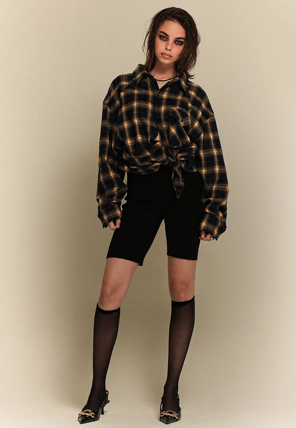 Bergamot loose fit check shirts orange