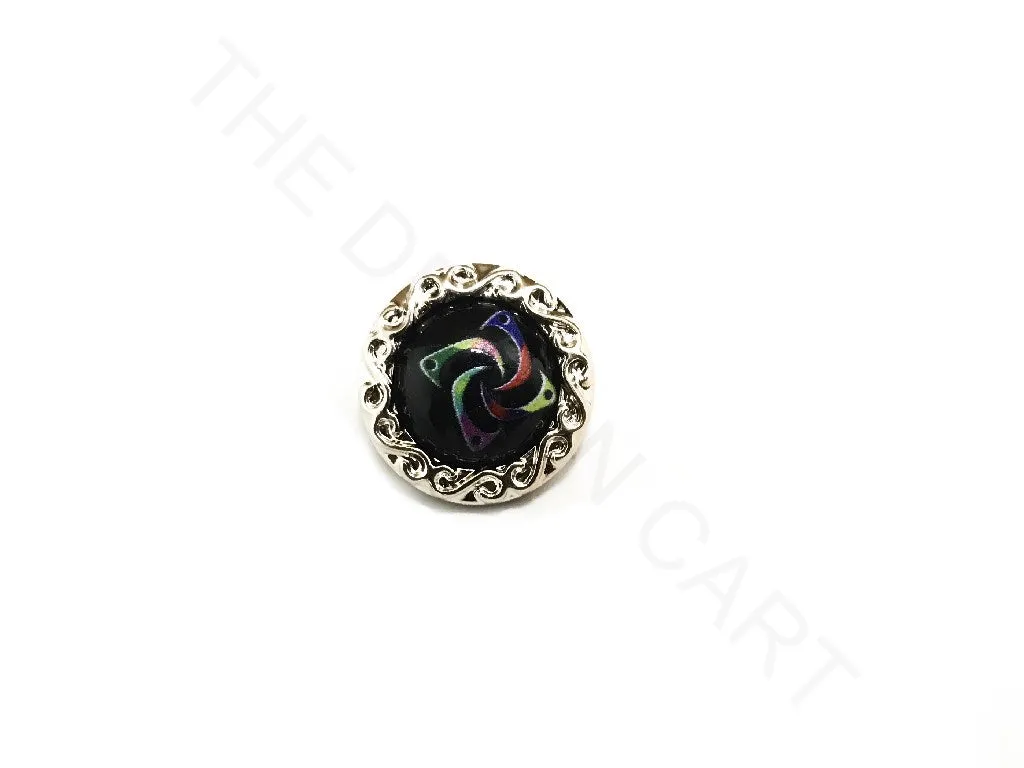 Black Geometric Design Acrylic Buttons
