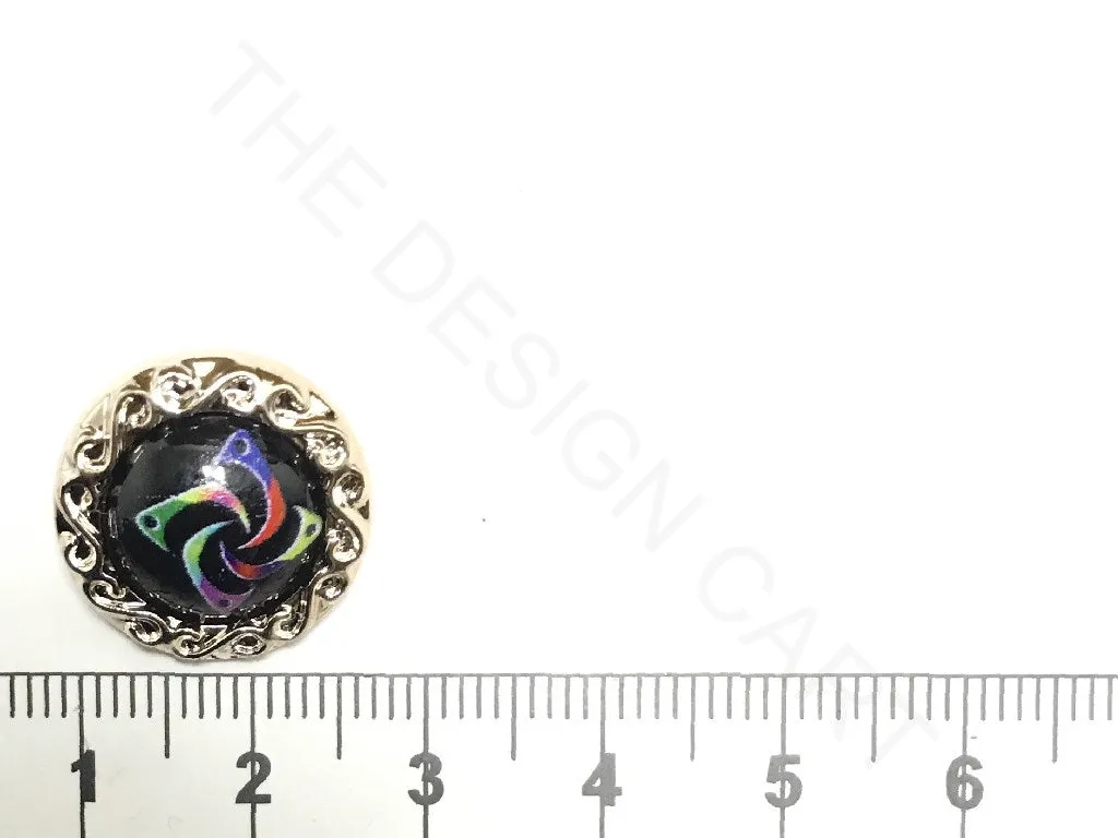 Black Geometric Design Acrylic Buttons