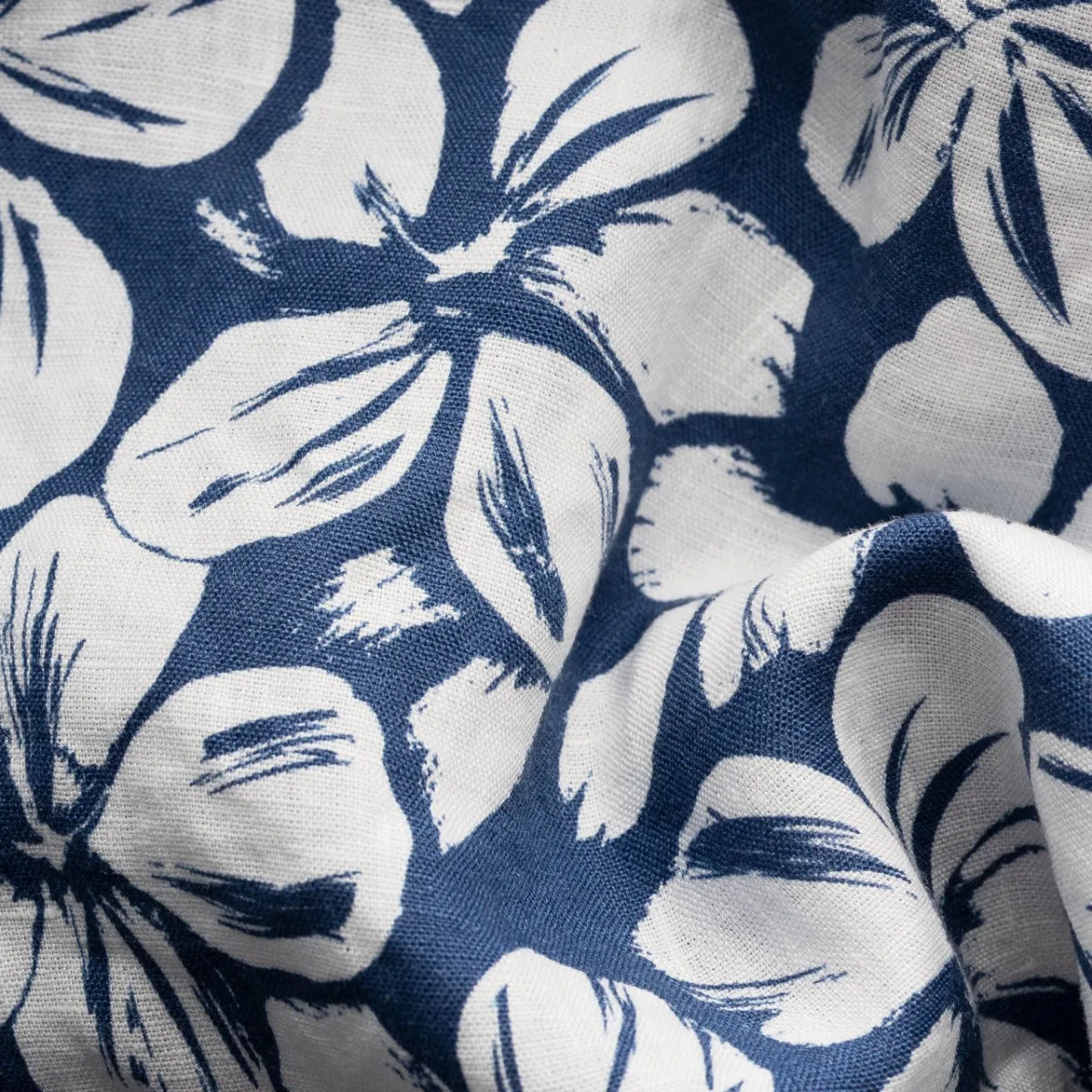 Blue Floral Linen Resort Shirt