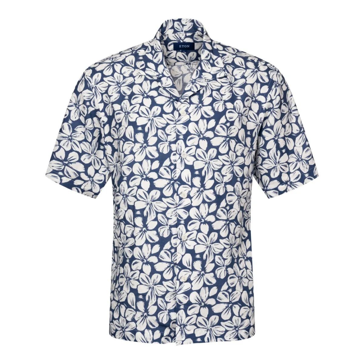 Blue Floral Linen Resort Shirt