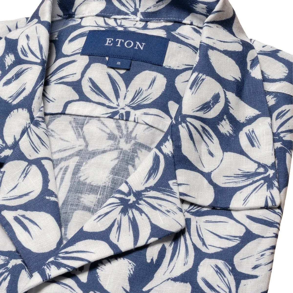 Blue Floral Linen Resort Shirt