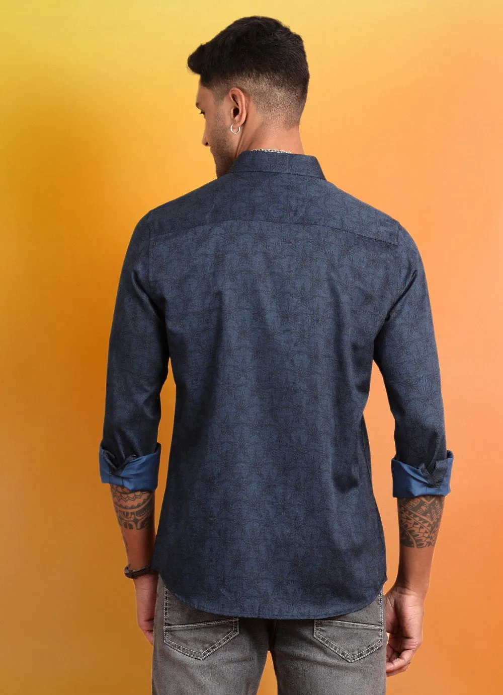 Blue Floral Printed