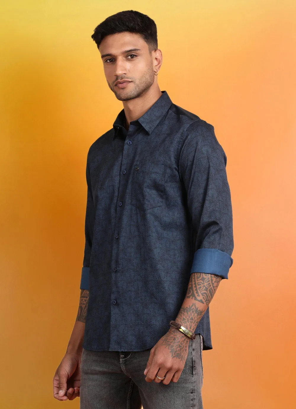 Blue Floral Printed