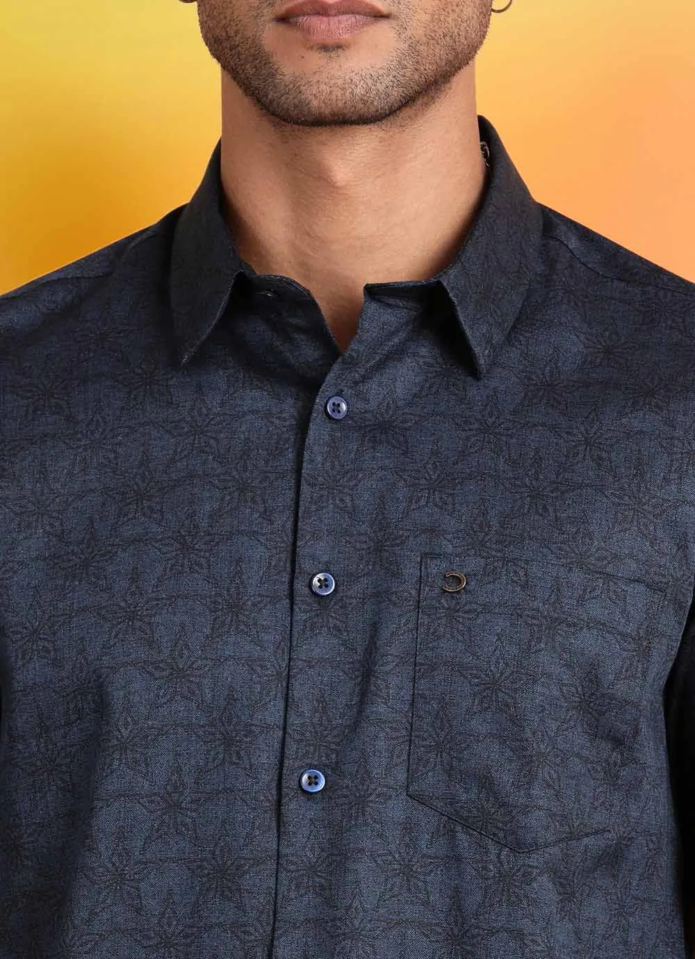 Blue Floral Printed