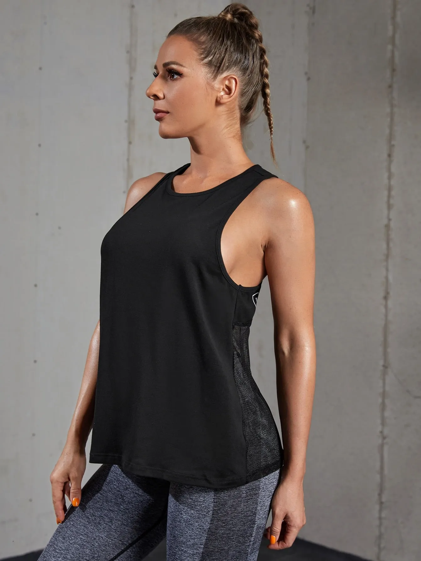 Breathable Softness Slogan Graphic Contrast Mesh Active Tee SS23