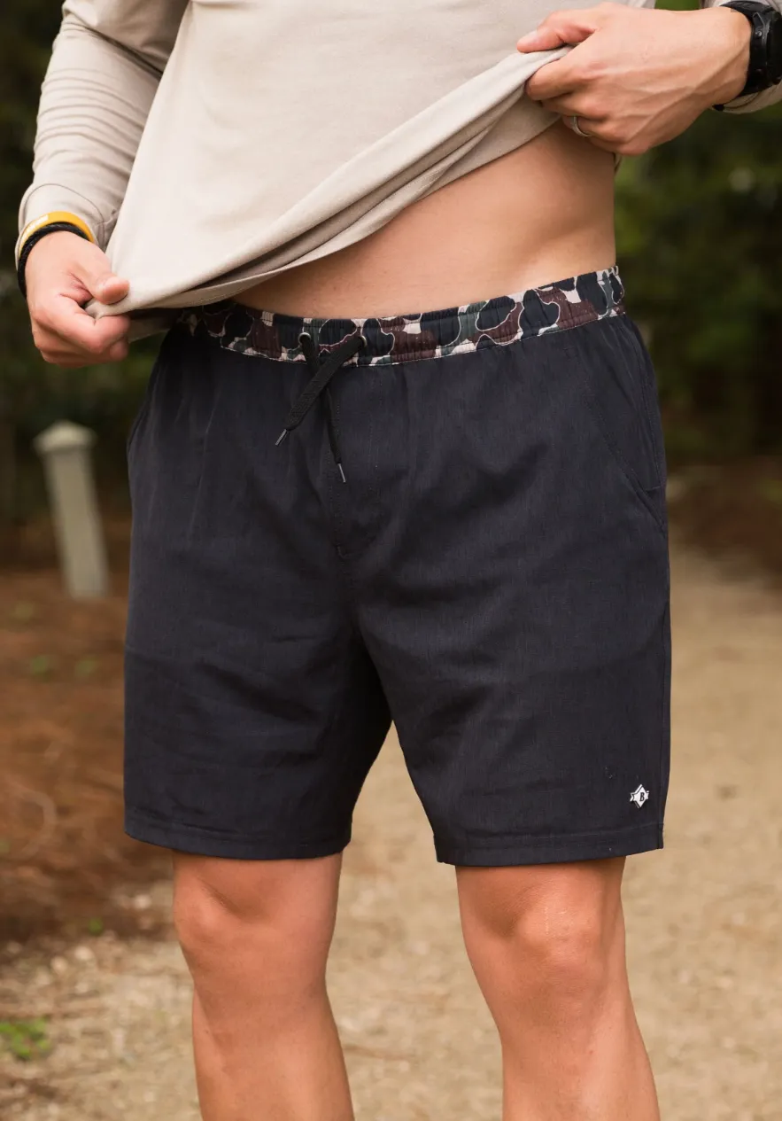 Burlebo Black Throwback Camo Athletic Shorts