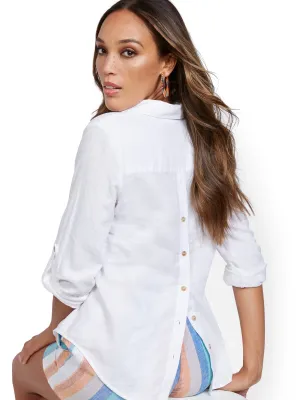 Button-Back Linen Shirt