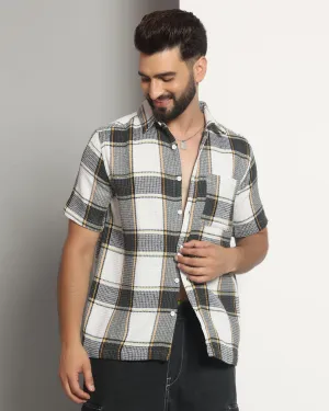 Chimpaaanzee Men Grey & White Regular Fit Shirt