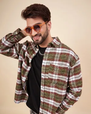 Chimpaaanzee Men Orange & Yellow Oversized Fit Shirt