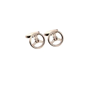 CHOPARD 'CLASSIC RACING' STEERING WHEEL ROSE GOLD PVD FINISH CUFFLINKS