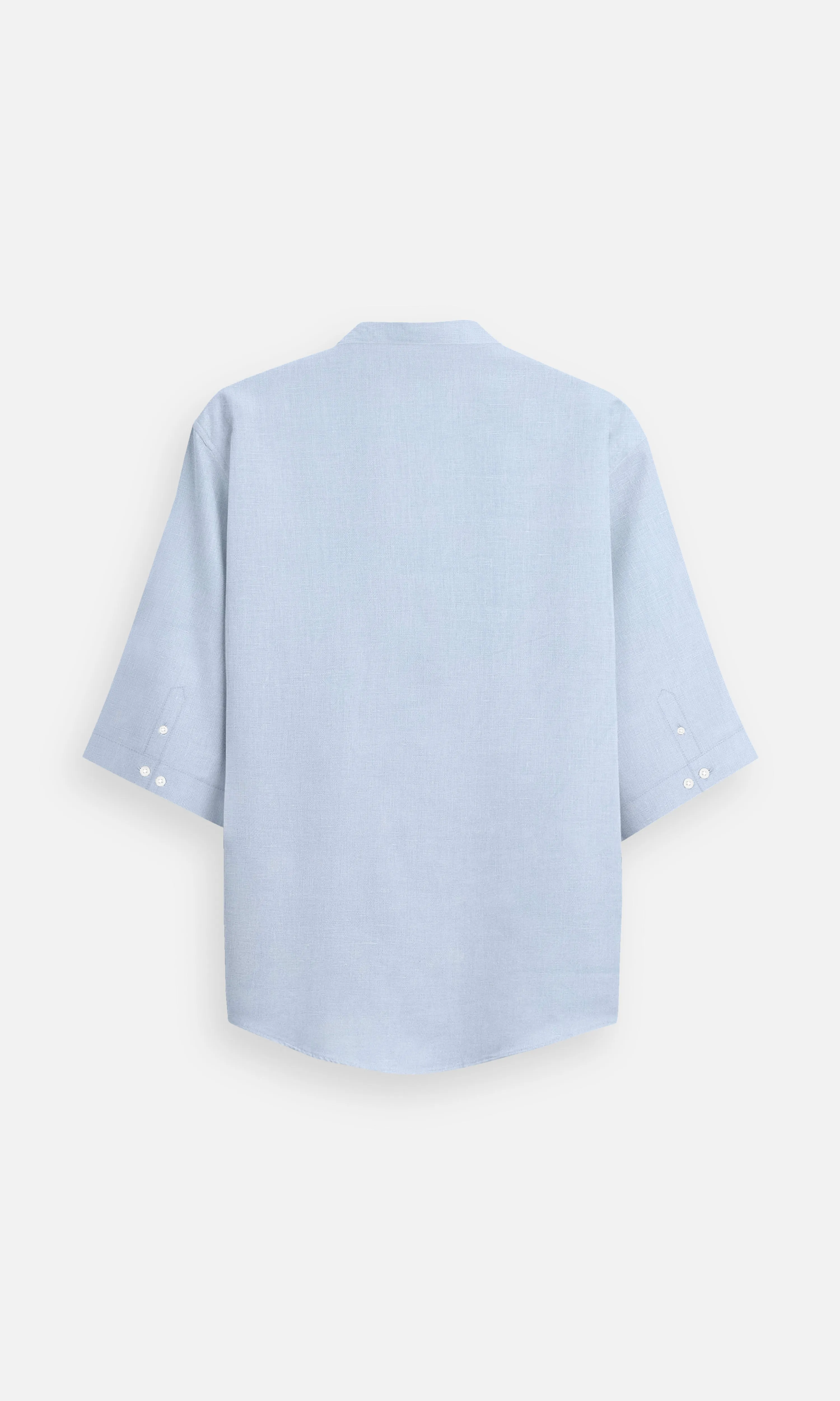 Classic Sky Blue Colour Pure Linen Kurta Style Shirt - AddysForMen
