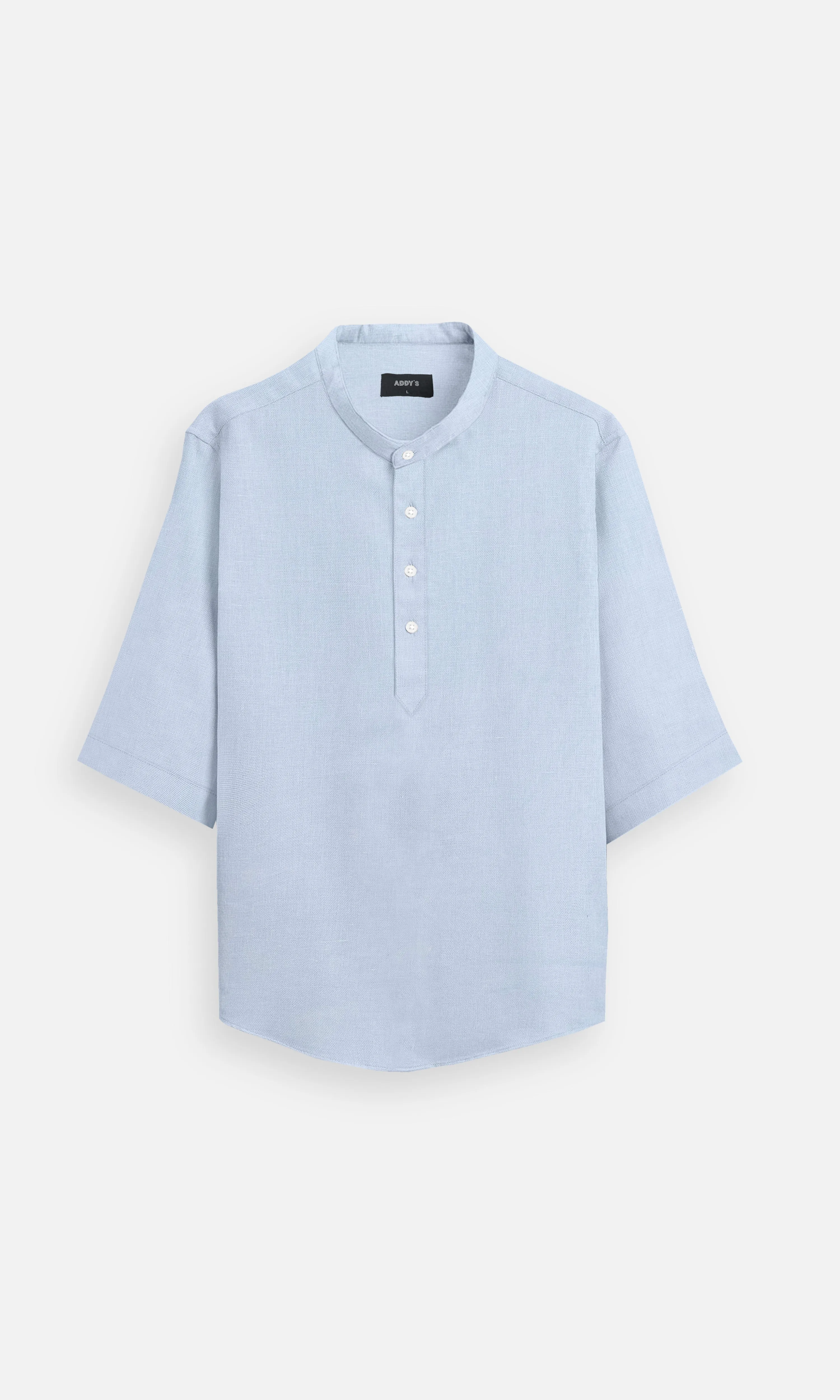 Classic Sky Blue Colour Pure Linen Kurta Style Shirt - AddysForMen