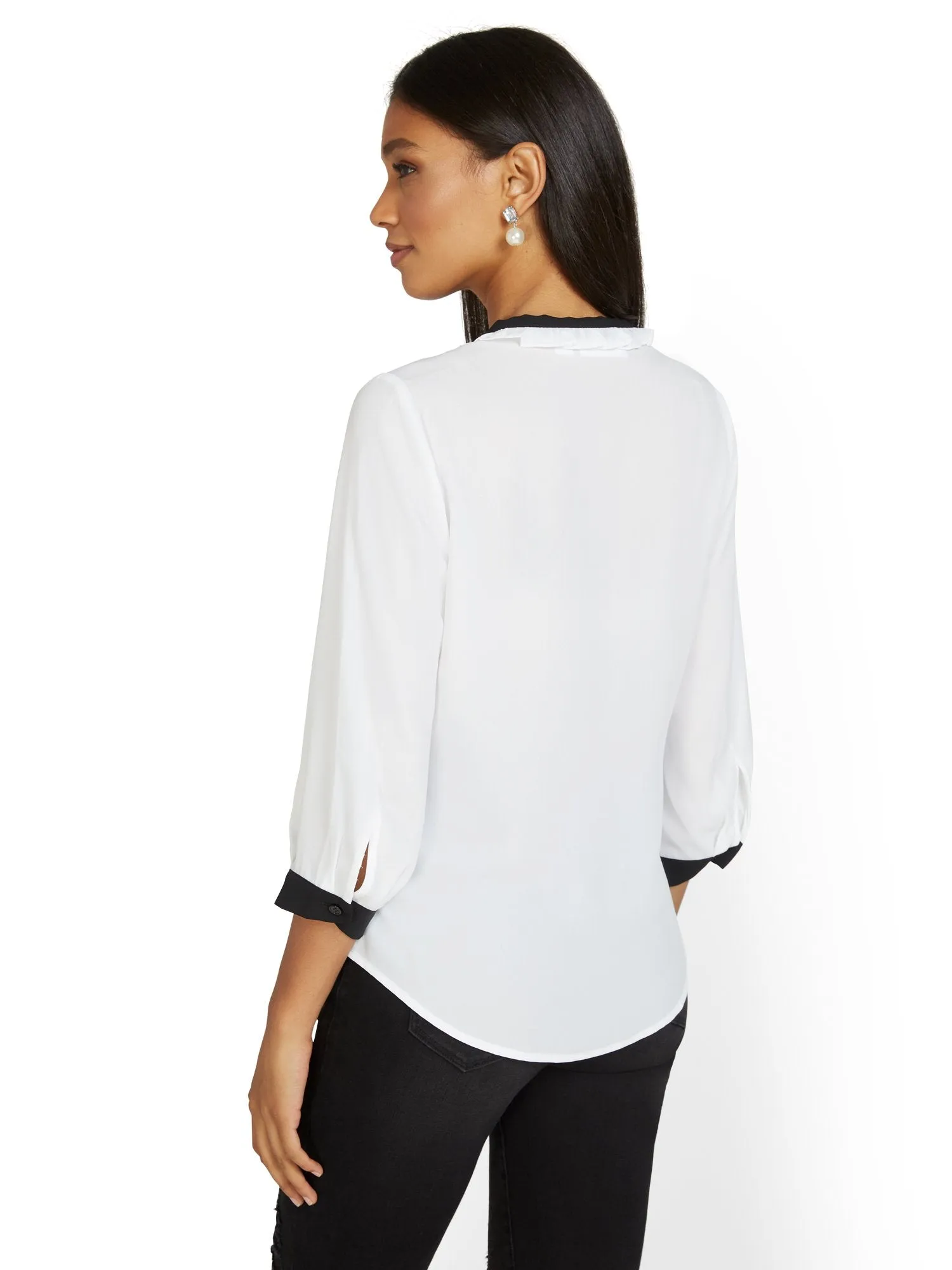 Contrast Bow Blouse