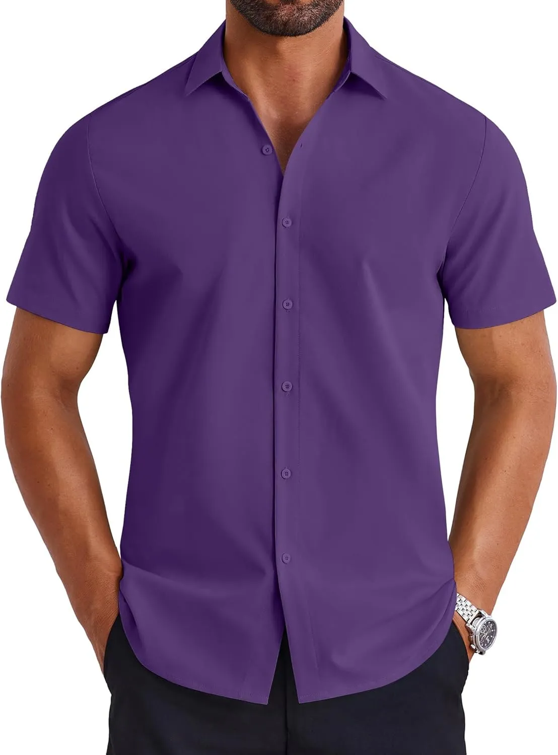 COOFANDY Mens Button Down Shirts Short Sleeve Casual Shirt Summer Untucked Dress Shirts