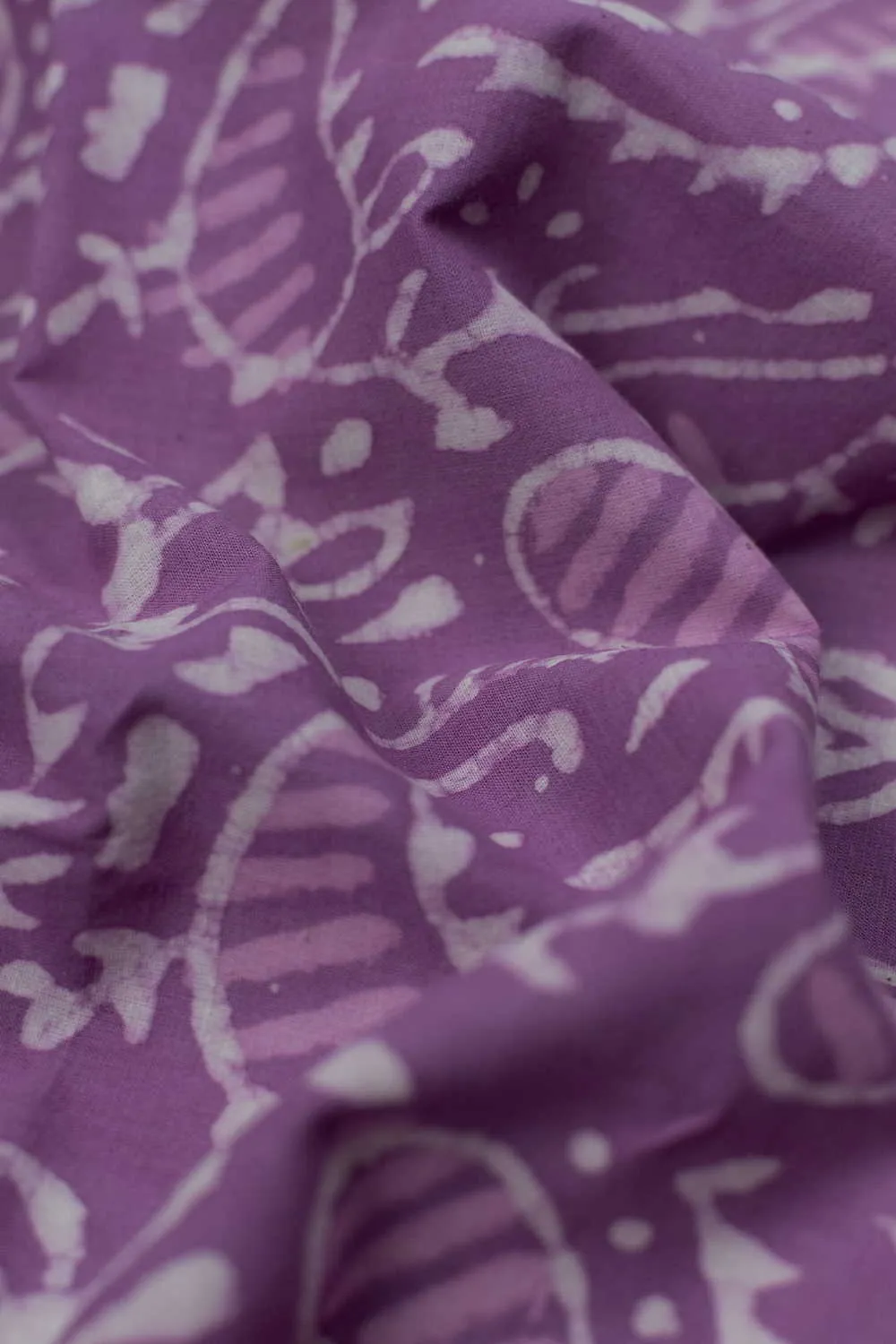 Cream Floral Design Dabu Cotton Fabric