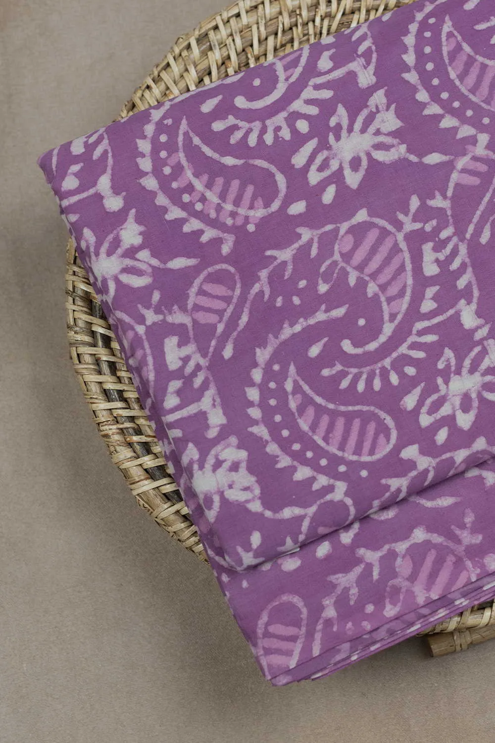 Cream Floral Design Dabu Cotton Fabric
