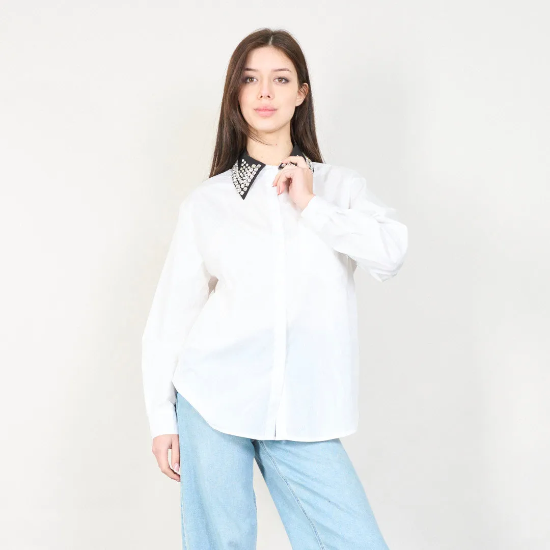 Crystal-embellished collar blouse wholesale