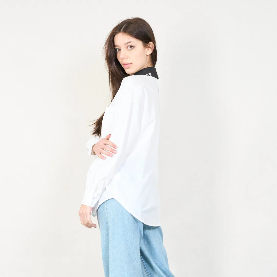 Crystal-embellished collar blouse wholesale