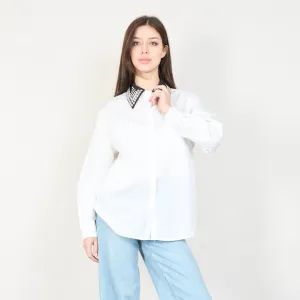 Crystal-embellished collar blouse wholesale