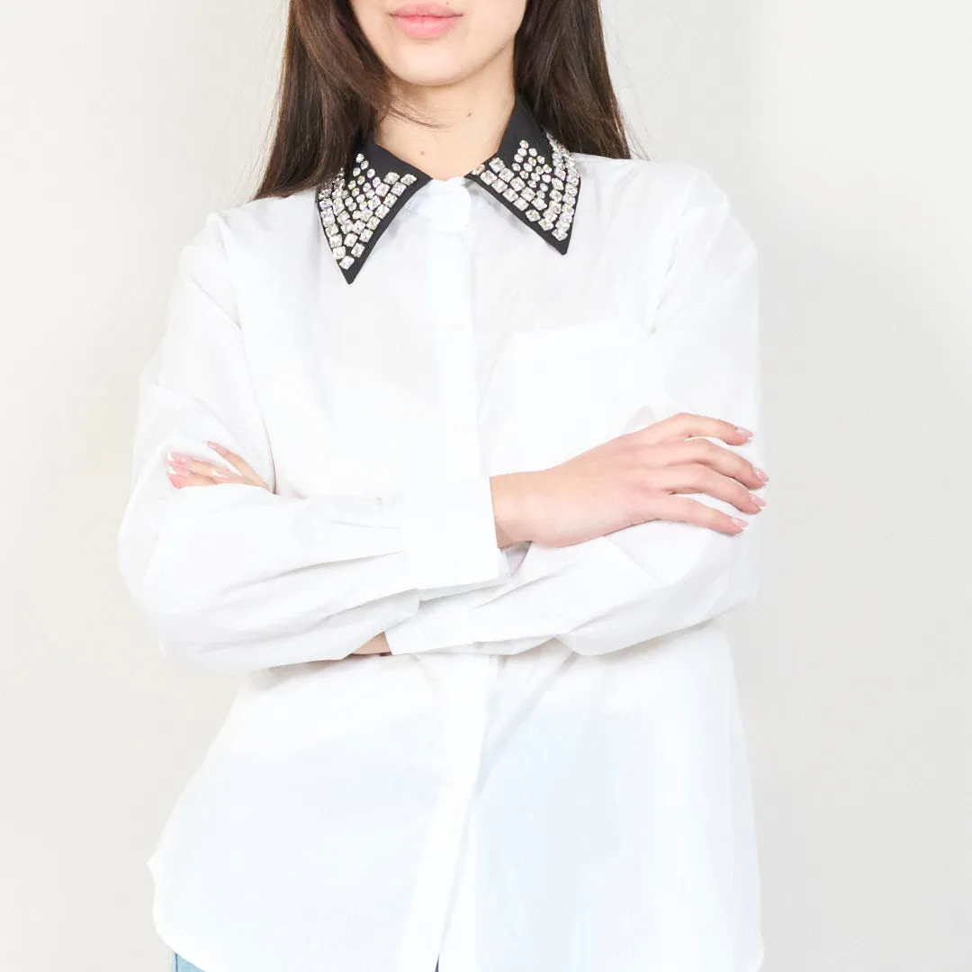 Crystal-embellished collar blouse wholesale