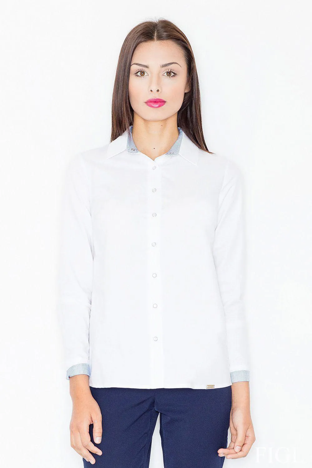 Elegant Button-Up Long Sleeve Shirt for Timeless Style by Figl Model 61519