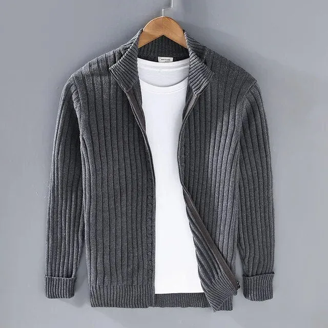 Franky™ - Ribbed Fabric Cotton Zip-Up Sweater