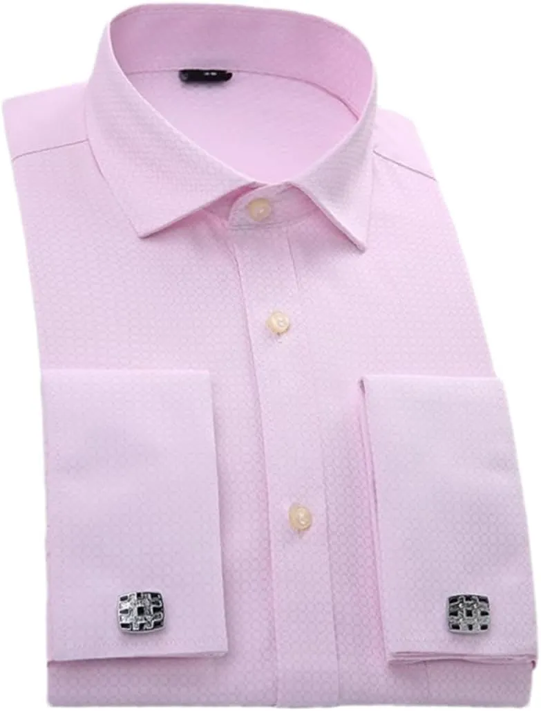 French Cuff Button Men Dress Shirt with Cufflinks Wedding Shirt Tuxedo Business Shirt