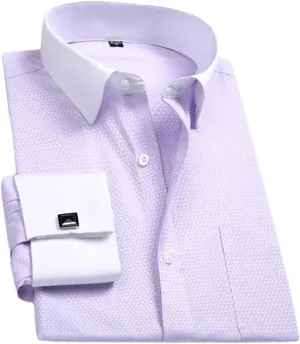 French Cuff Button Men Dress Shirt with Cufflinks Wedding Shirt Tuxedo Business Shirt