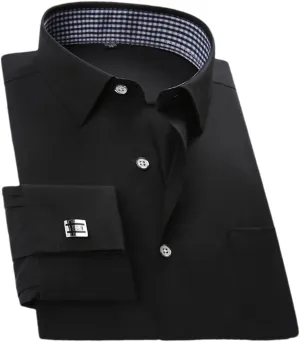 French Cuff Button Men Dress Shirt with Cufflinks Wedding Shirt Tuxedo Business Shirt