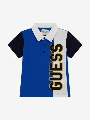 Guess Boys Colourblock Polo Shirt in Blue