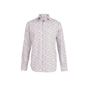 Havana '32 White Ground Repeating Flower Print Sport Shirt
